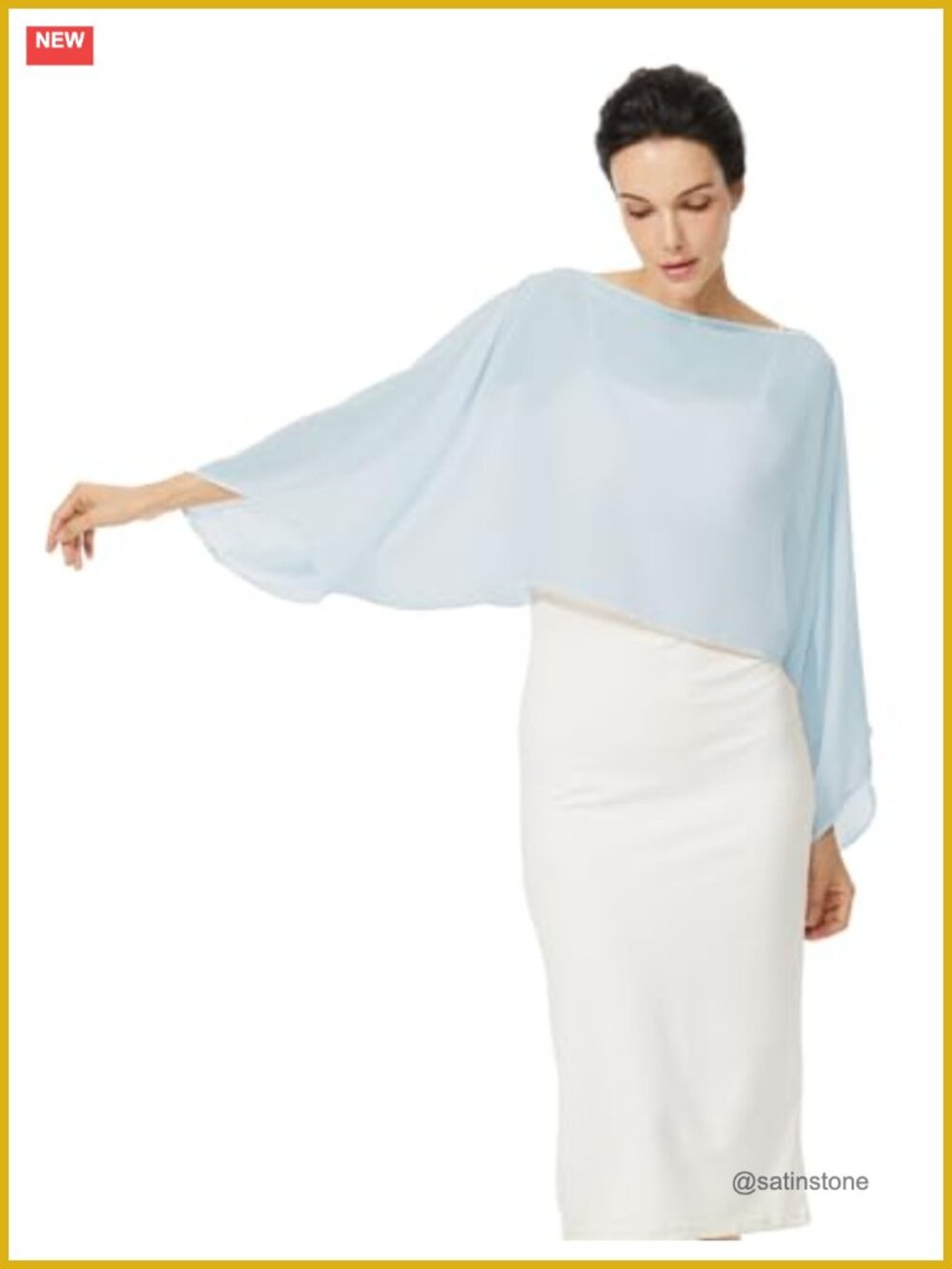 Women Chiffon Bolero Cape Shawl with Arm Holes for Wedding Evening Party